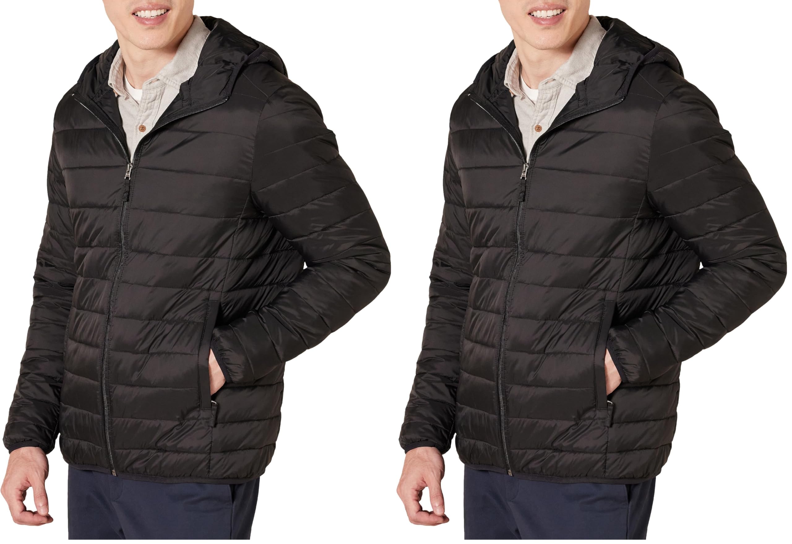 Men's Lightweight Water-Resistant Packable Hooded Puffer Jacket