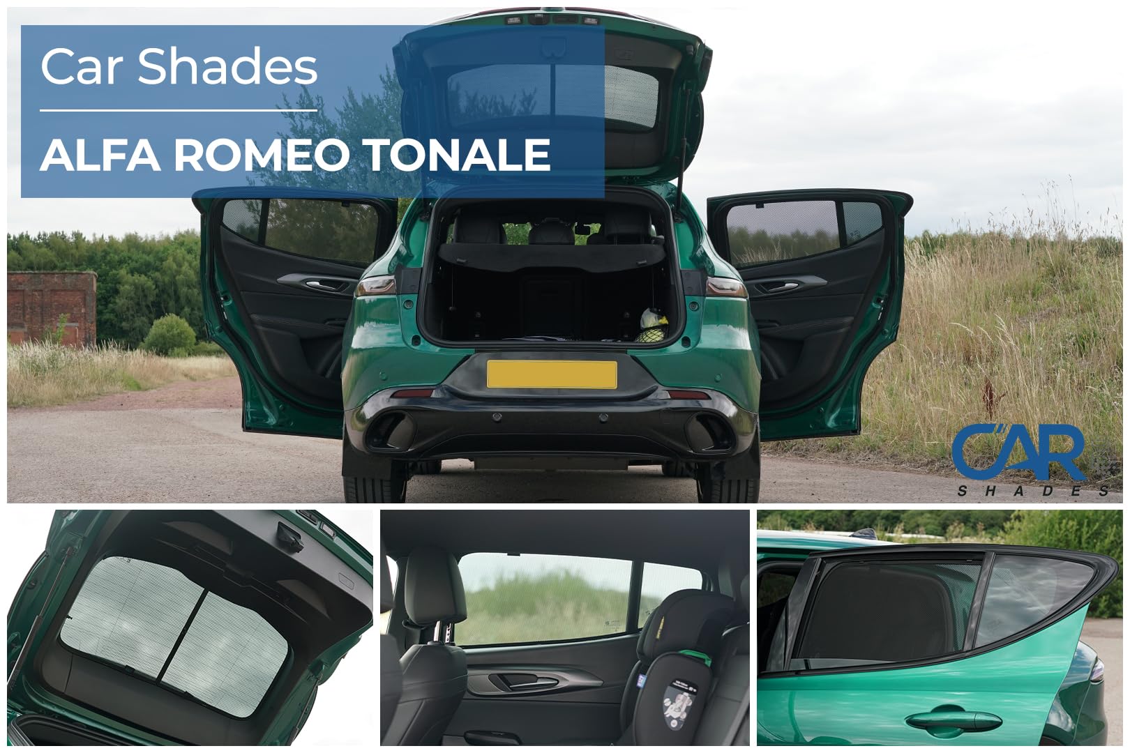Set di Car Shades Compatibile con Alfa Romeo Tonale 2022- (4-Parti) Tendine Parasole su Misura