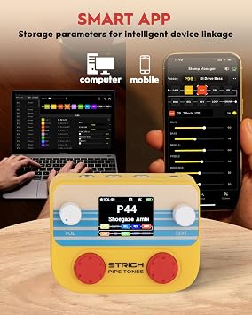 STRICH Pipe Tones Pocket Multi Effects Pedal for Guitar & Bass, 125 Effects, 10 Modules, 40s Looper, 100 Drum Rhythms, USB Audio Interface,20 IR/NAM Slots, Rechargeable Guitar Pedal, Orange