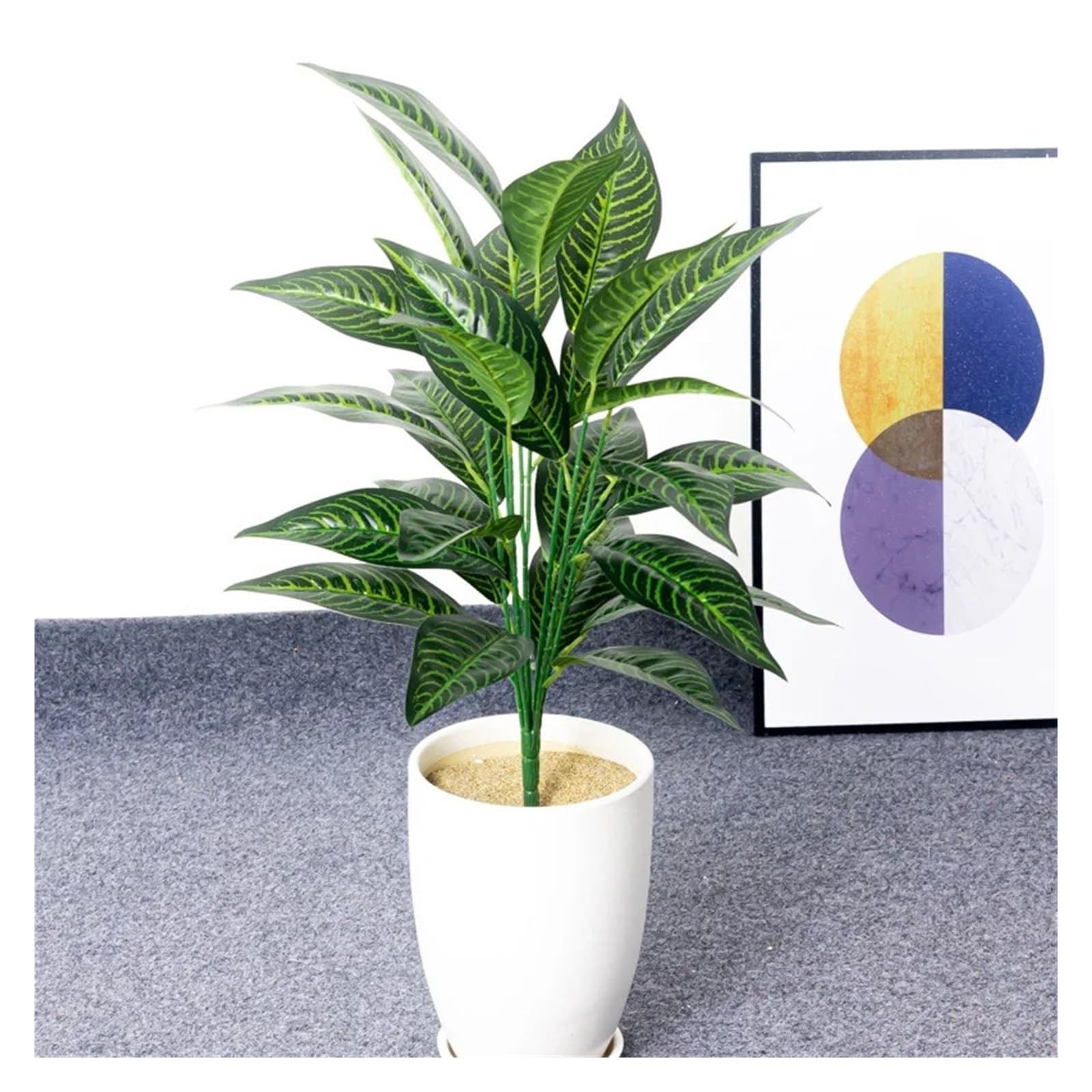 Künstliche Tannenzweige 76 cm 26 Blätter Künstliche Magnolienpflanzen Tropischer Baum Gefälschte Palme Zweig Kunststoff Banyan Blatt Falsche Monstera for Hausgarten Dekor(76cm 26leaves lvban)