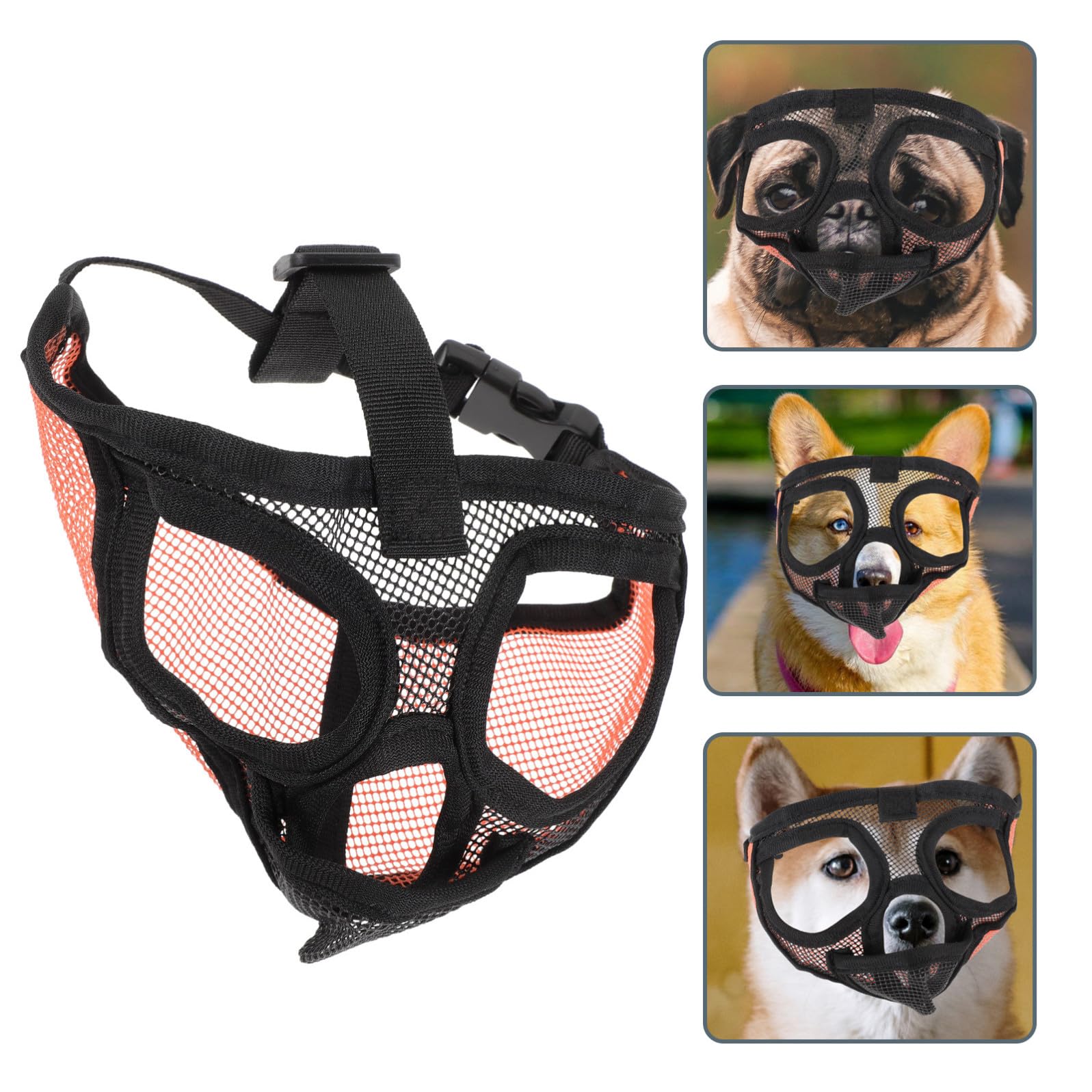 Mipcase 4pièces Muselière Respirante pour Chiens Muzzle Ajustable pour Chiens De Moyenne Confortable Et Durable Accessoire Anti-aboiement pour Bulldog Et Autres Races