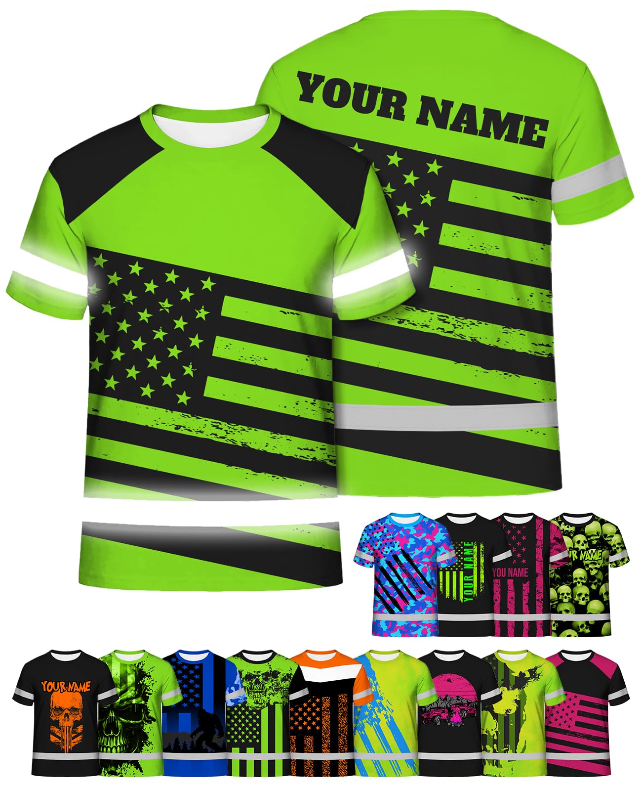 Custom Safety High Visibility Shirts for Men Class 2 Personalized Hi Vis Reflective Construction Short Sleeve Shirt