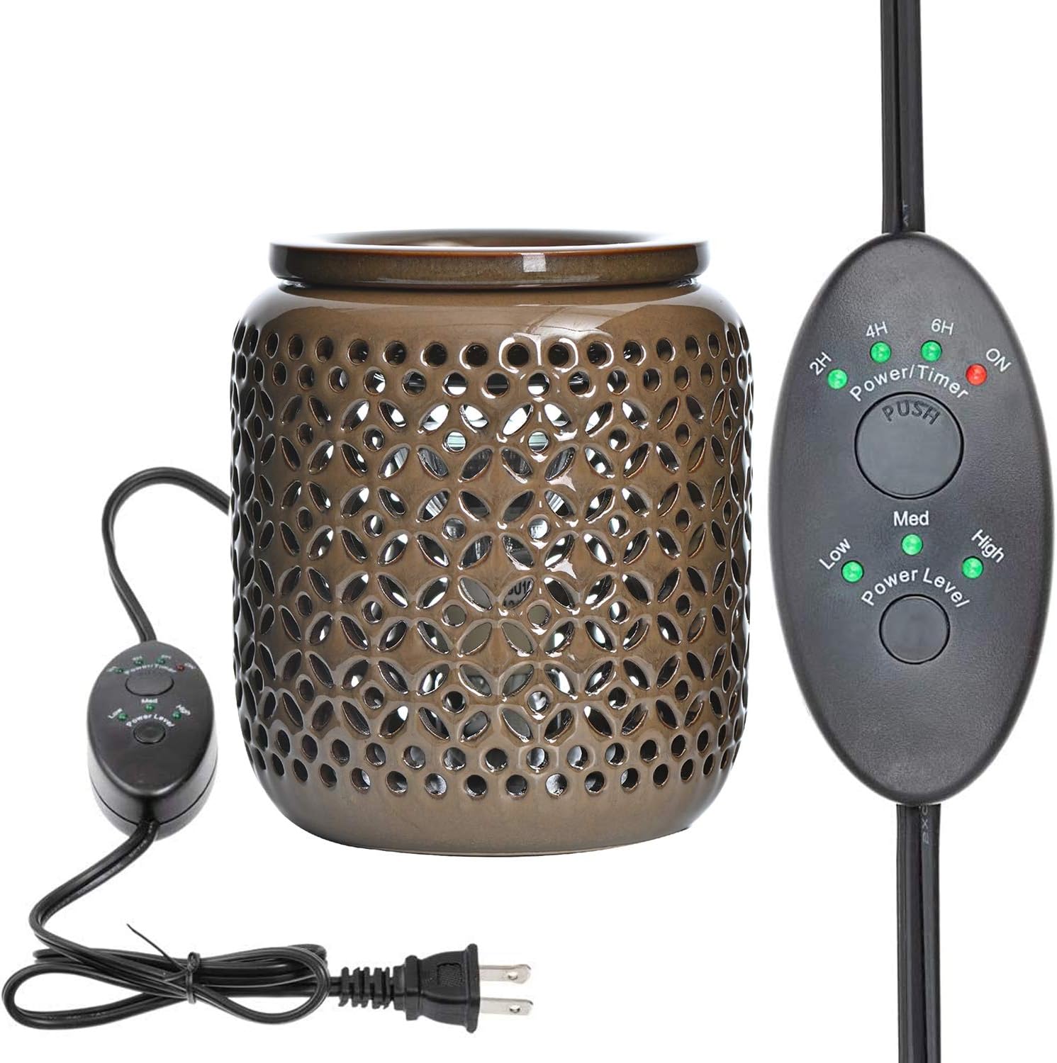 Dark Sage Ceramic Candle Warmer Electric with Safety Timer