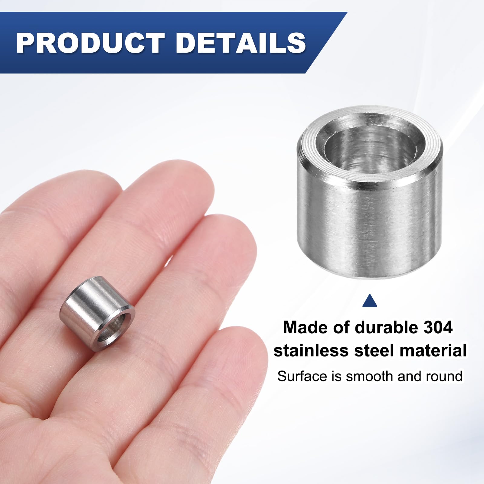 M METERXITY 8PCS M6 304 Stainless Steel Spacers 6mm ID x 10mm OD x 8mm l Metal Screw Standoff Bushing Plain Finish Round Spacer 304 Stainless Steel for Screws Bolts Silver - Image 2