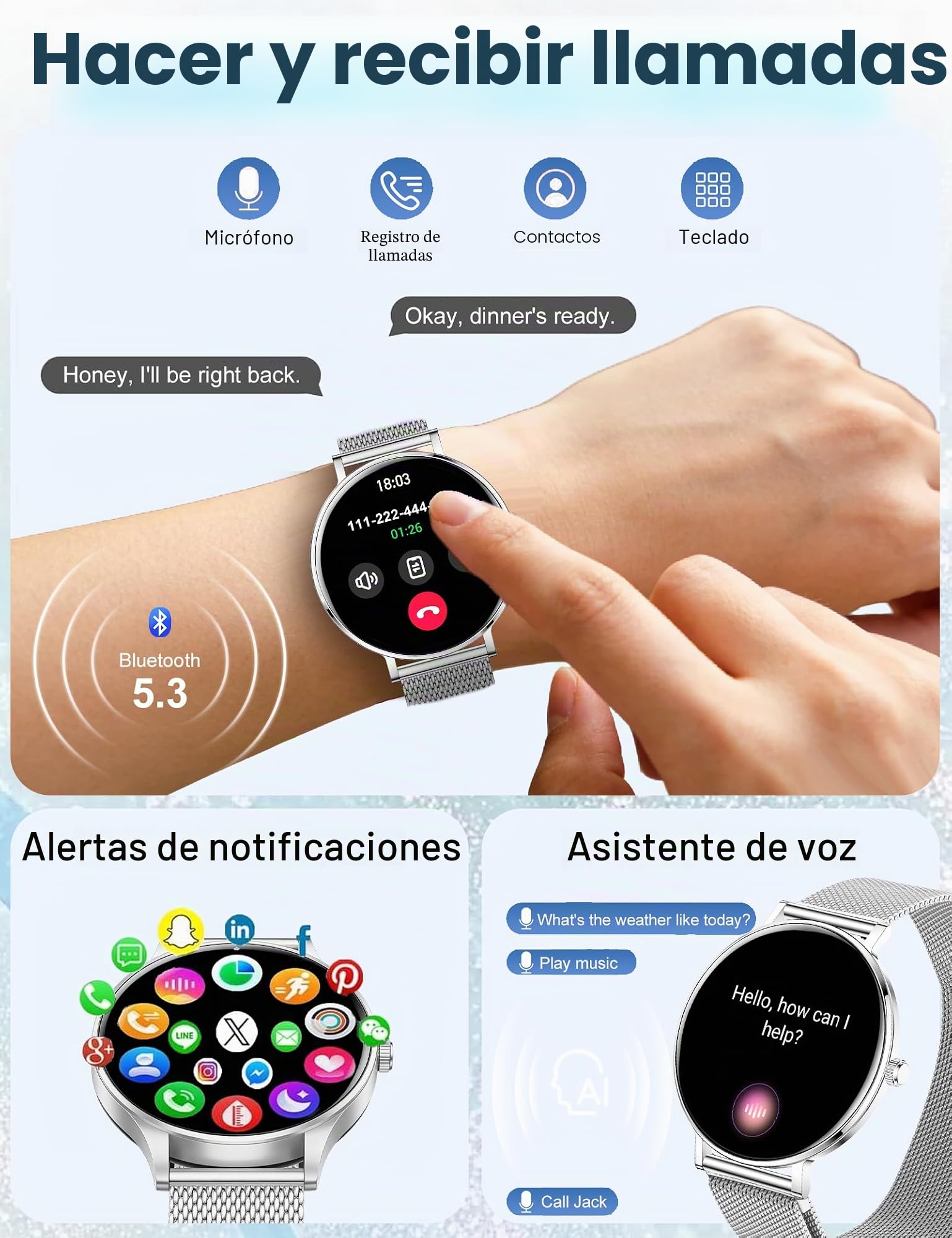 Reloj Inteligente Mujer Hombre,Pantalla AMOLED 1.32",Ultra Delgado 8mm,Batería 7 Días,IP68 Smartwatch con Llamadas BLE 5.3,Pulsómetro/Monitor de Sueño/Podómetro,Smart Watches para Android/iOS