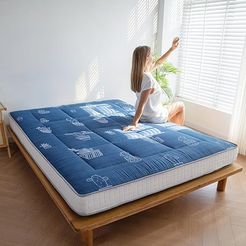 Miniatura 2 de MAXYOYO Colchón de futón extra grueso de 6 pulgadas, con patrón de cactus, almohadilla de tatami, colchón japonés para adultos, colchón enrollable,