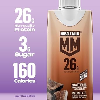 Muscle Milk High Protein Shake, Chocolate, 11 fl oz Cartons (12 Pack)