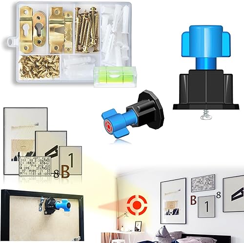 Kit para colgar cuadros con marcador de ojo de cerradura - Herramienta de fijación de marcos de fotos y tornillos para colgar cuadros, tornillos de