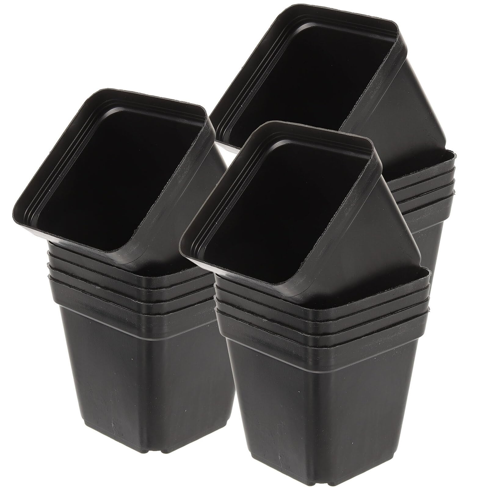 Mikikit 100 Pièces Pots Plastique Carrés avec Drainage Godets de Pépinière Légers et Durables pour Semis Succulentes Plantes Intérieur et Jardinage