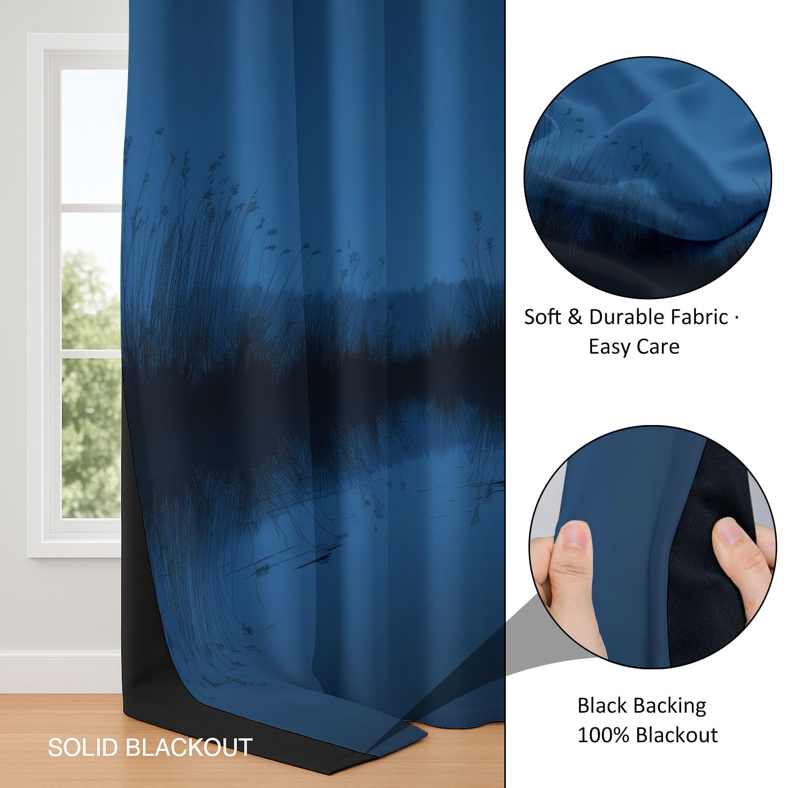 Lot De 2 Rideau Occultant Enfant pour Fille Garcon L140 x H245 cm, Silhouette De Licorne Rideau Occultant À Oeillet Bleu Thermiques Phonique Anti Froids, Décor De Chambre
