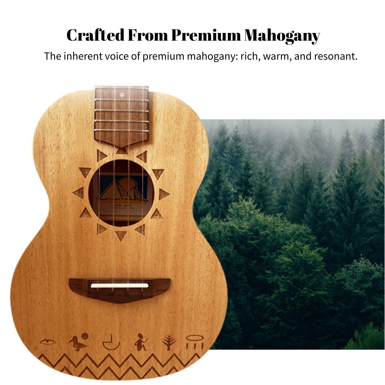 TODO Music Ukulele Die Nile Ukulele für Erwachsene & Anfänger Kit mit Carbon Saiten, Tasche, Gurt (Mahogany, Soprano)
