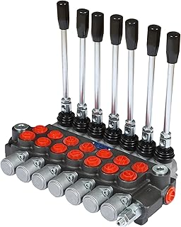 waltyotur Hydraulic Directional Control Valve, 7 Spool 13 GPM Hydraulic Loader Valve, SAE Ports, 3600 PSI Double Acting Valve P60 Directional Control Valve for Small Tractors Tractors Loaders