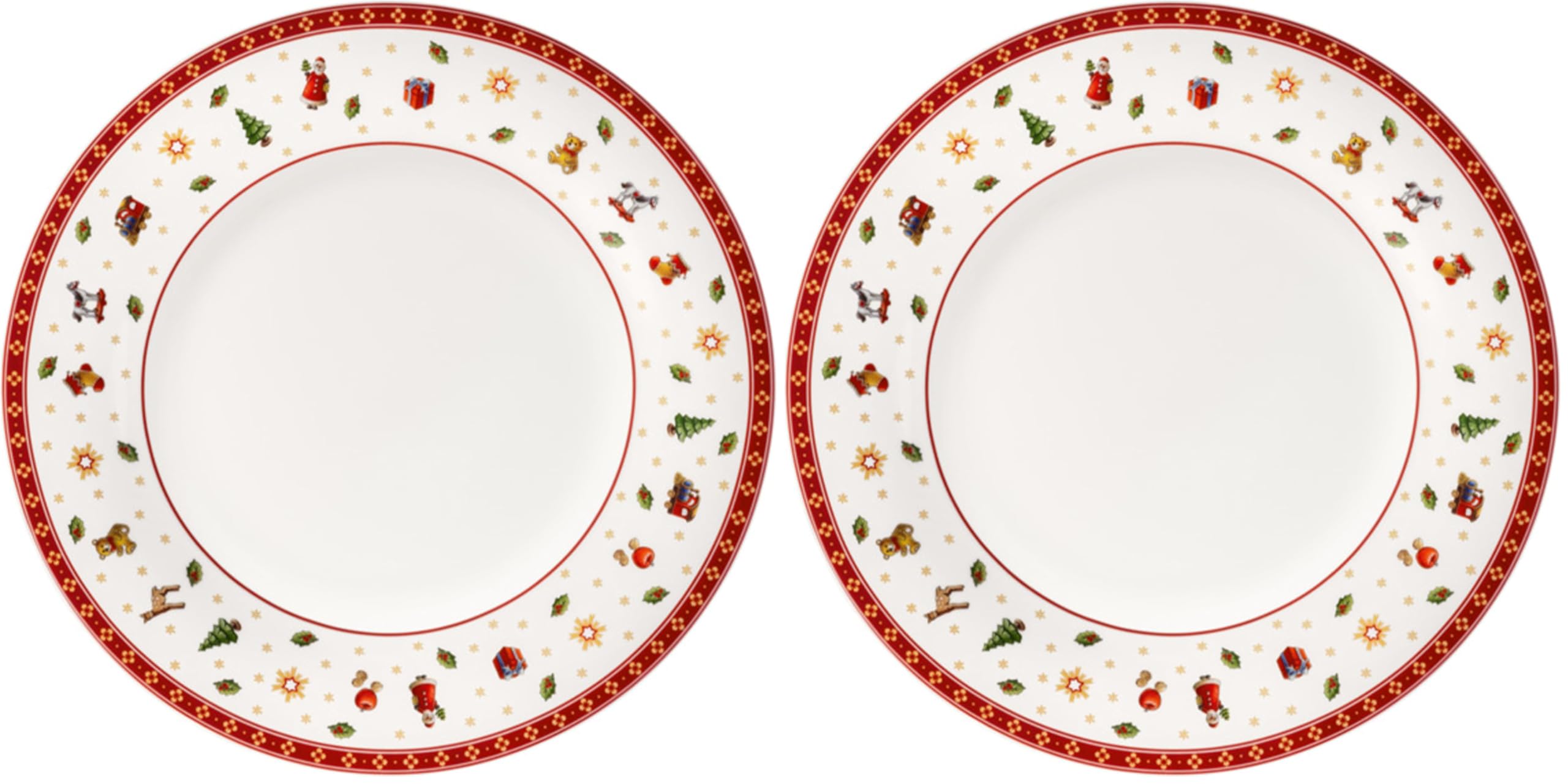 Villeroy & Boch – Toy's Delight Plato llano, vajilla navideña premium, motivo juguetón, ideal para combinar y regalar, apto para lavavajillas (Paquete de 2)
