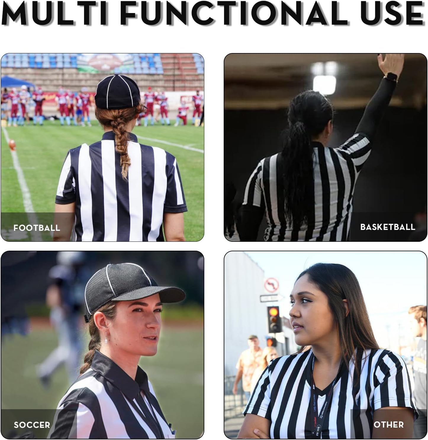 VKT Referee Shirt Womens Ref Jersey Black and White Stripe Uniform for Basketball Football Soccer Halloween Costume - Image 6