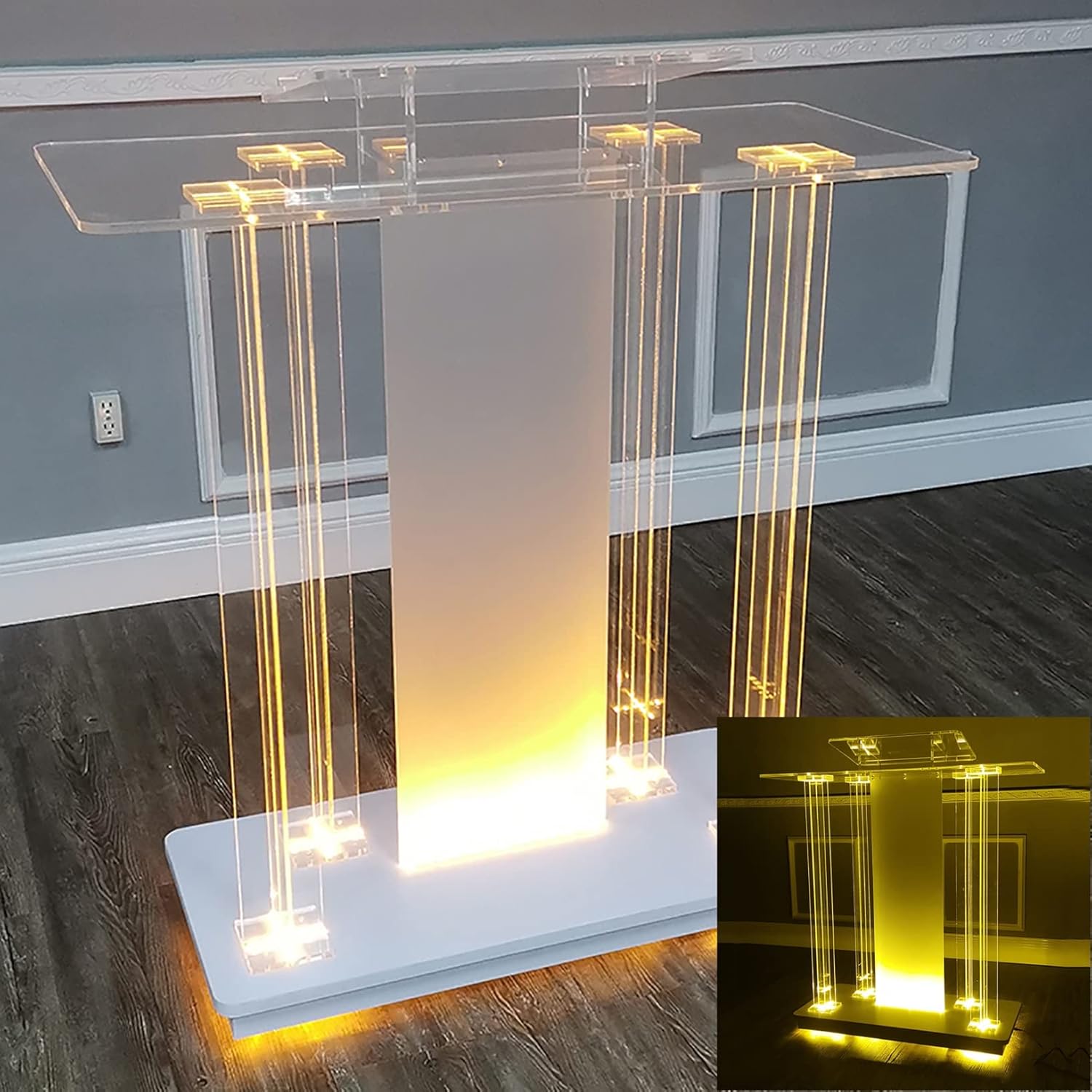 Portable Podium, Rolling Podium, Pulpits for Churches, Mobile Desk LED