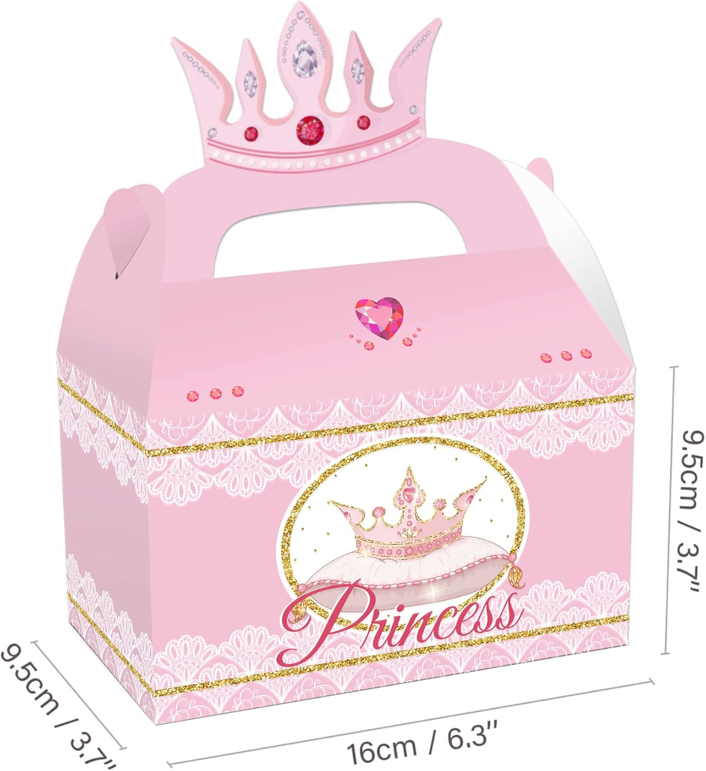 12 Pack Little Princess Crown Treat Box Princess Theme Party Gift Box Christmas Treat Boxes Candy Snack Goodie Bags Cardboard Boxes for Birthday Party Favors, Holiday Goodies - Image 2