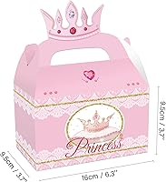 Vista 2 de YOMINY Cajas de dulces de princesita, 12 piezas de bolsas de dulces de regalo de princesa, regalos de fiesta, cajas de princesa rosas y moradas
