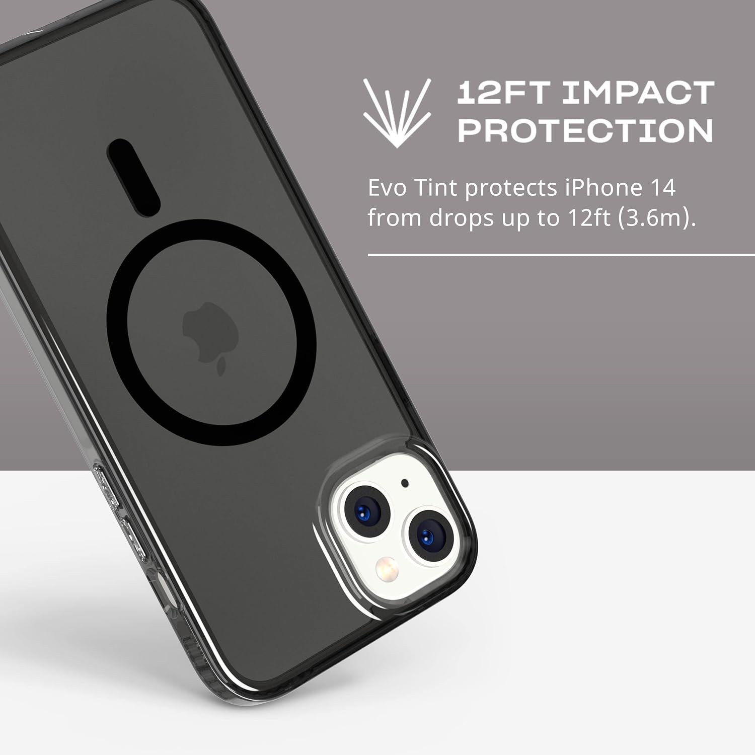 tech21 iPhone 14 Plus Evo Tint Compatible with MagSafe® – Shock-Absorbing & Scratch-Resistant Tinted Phone Case with 12ft Multi-Drop Protection
