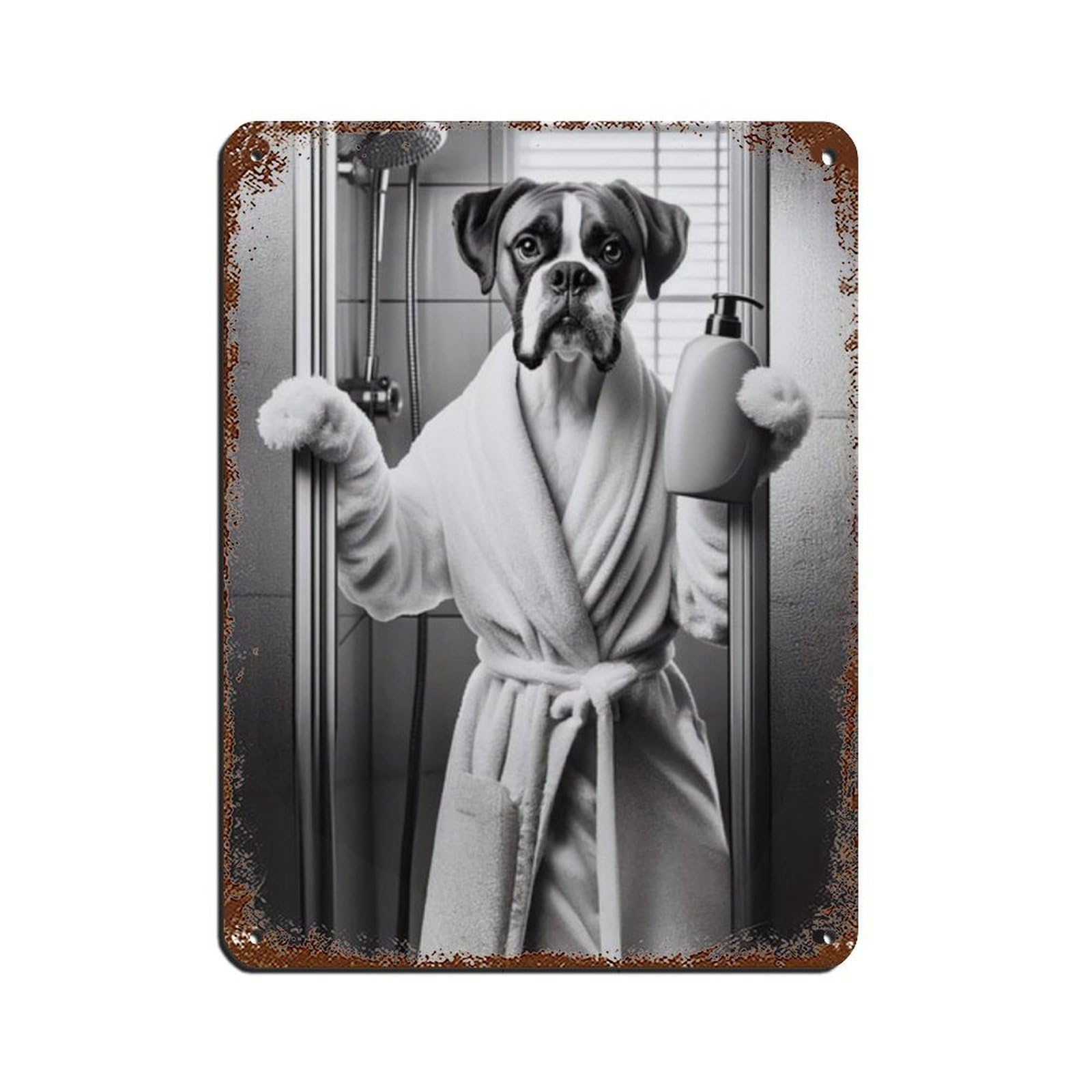 Lxwnze 30L X 40W Cm Boxer, Bathroom Art Poster Tin Sign Vintage Metal Pub Club Cafe Bar Home Wall Art Decoration Poster Retro 12X16inch(30X40cm)