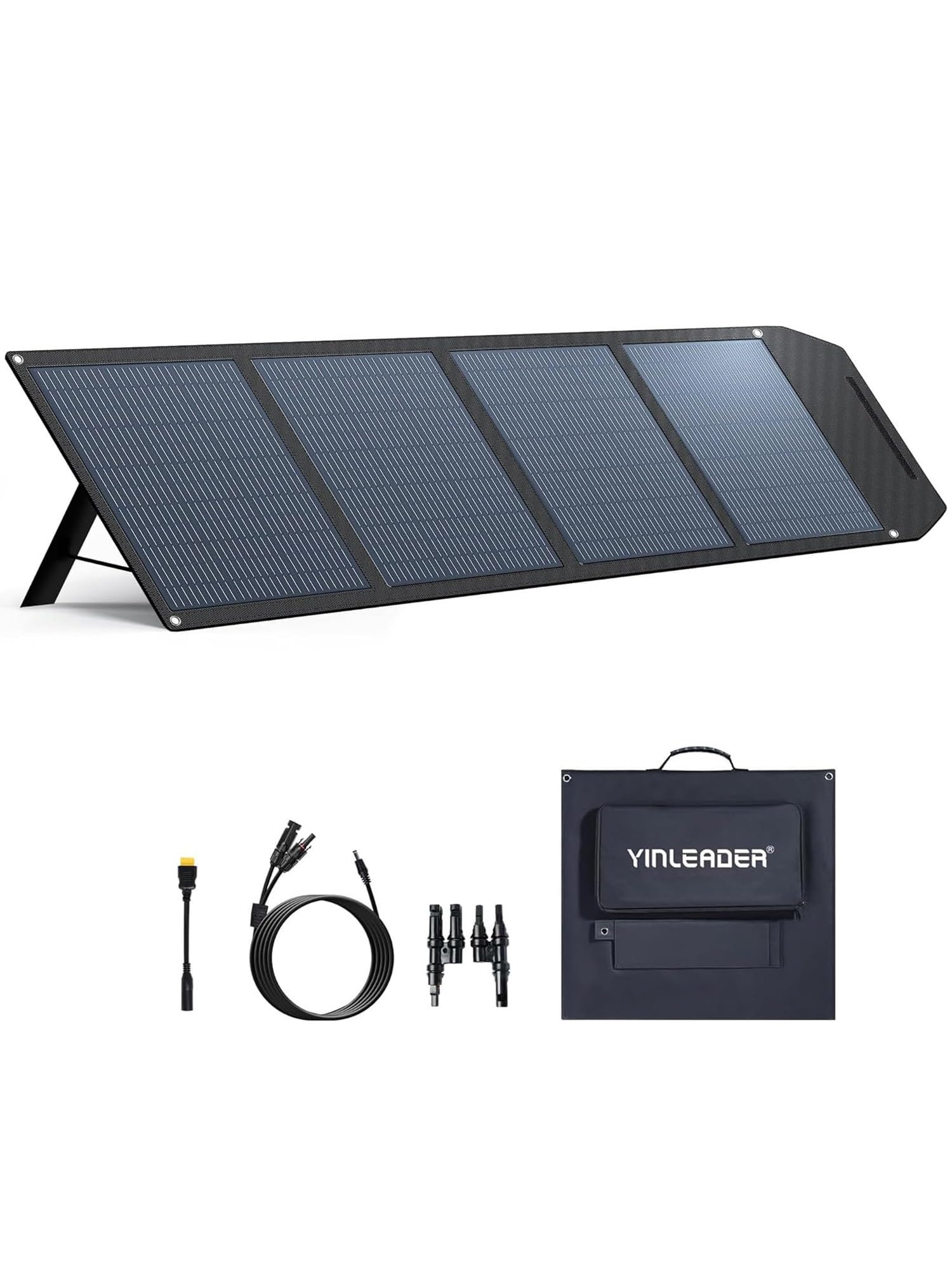 Yinleader 200W Faltbares Solarpanel für Camping, Wohnmobil & Powerstation | Schnellladung für Powerstation, leicht & faltbar für Outdoor, hocheffiziente Solarzellen, MC4 auf DC5521/XT60
