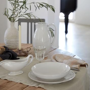 Casafina Ceramic Stoneware Soup & Pasta Bowl - Fontana Collection, White | Microwave & Dishwasher Safe Dinnerware | Food Safe Glazing | Restaurant Quality Tableware