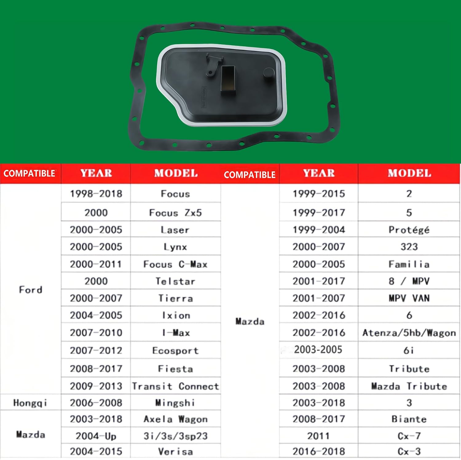 4F27E Transmission Filter Oil Pan Gasket Fit for Ford Focus Fiesta Tierra Ecosport Transit Connect Mazda 2 3 5 6 8 Verisa Biante Axela Wagon 1998-2018 Replaces FN01-21-500 32328D K71720