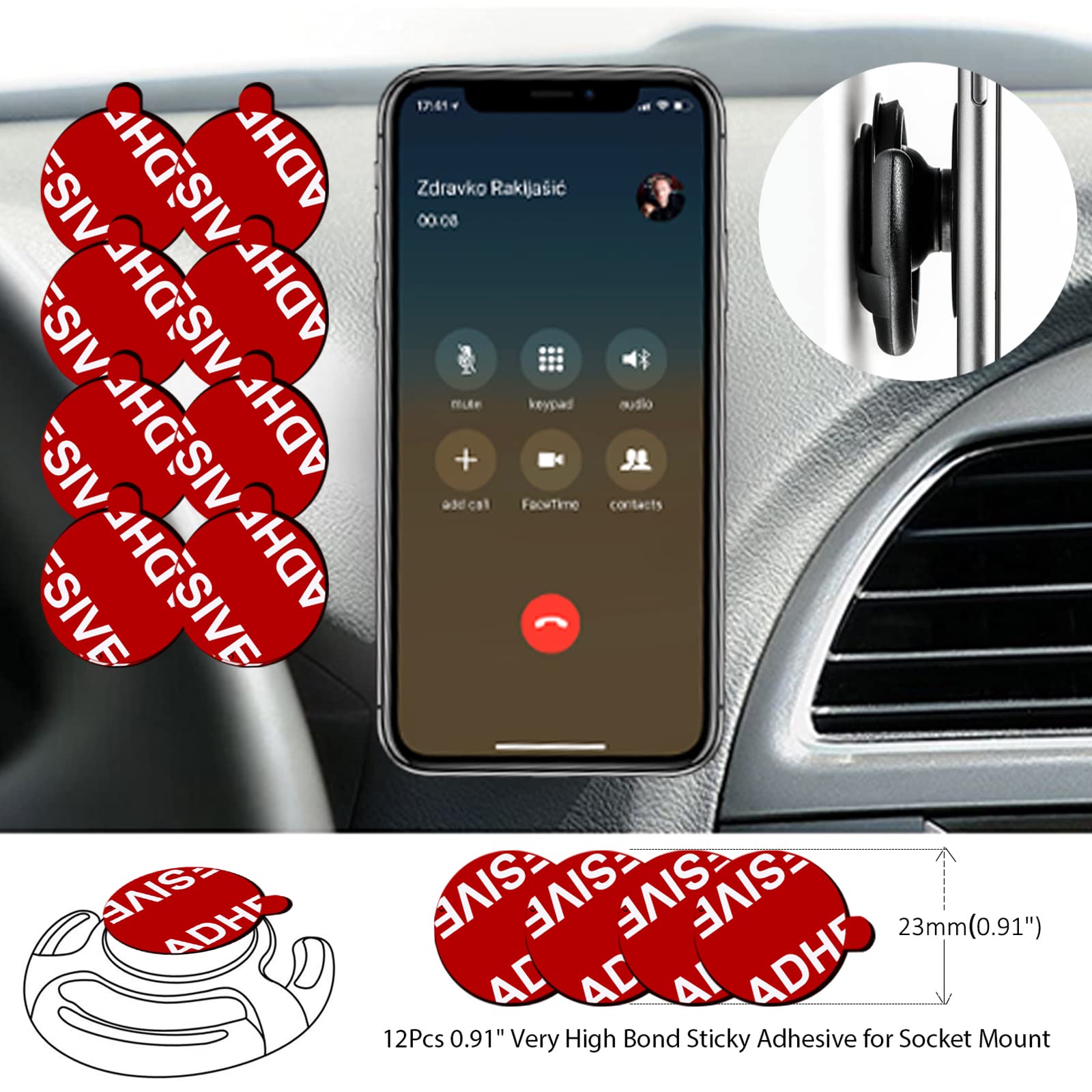 PKYAA Sticky Adhesive Compatible with Car Magnetic Phone Holder, 12Pcs 0.9