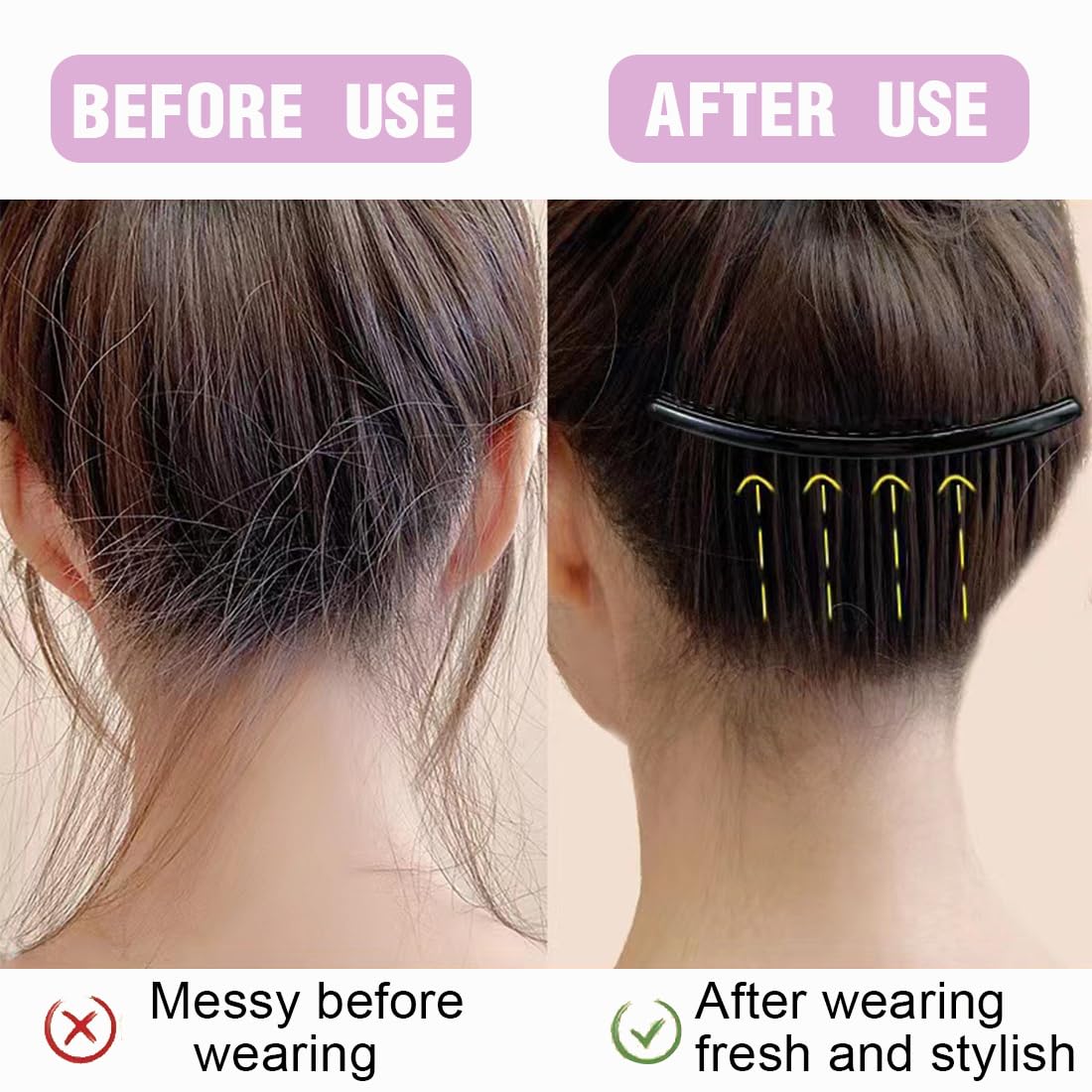 Seitliche Haarkämme – 6 Stück, Kunststoff, Für Französischen Twist & Feines Haar