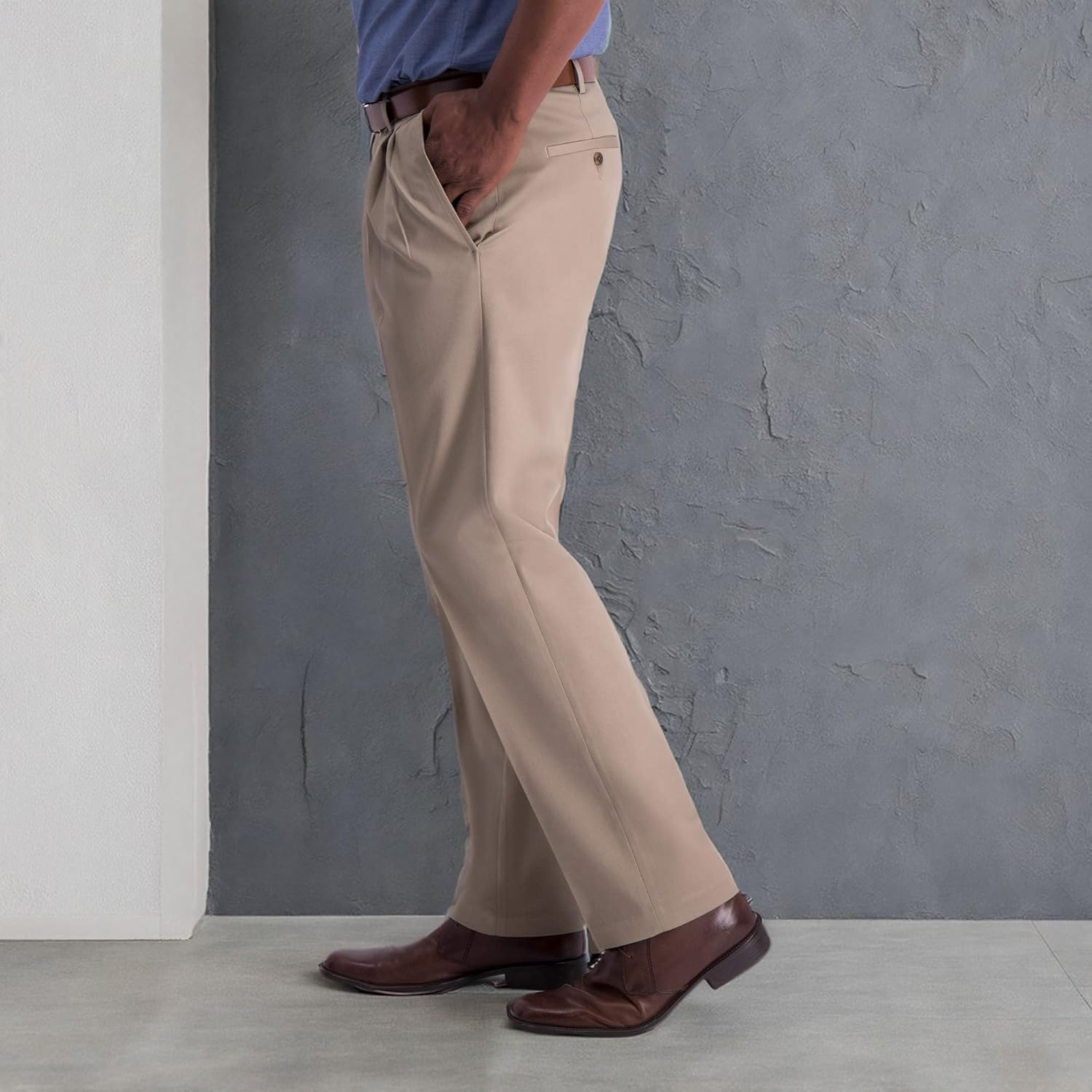 Haggar Men's Iron Free Premium Khaki Classic Fit Pleat Front Expandable Waist Casual Pant(Regular and Big & Tall Sizes) - Image 5