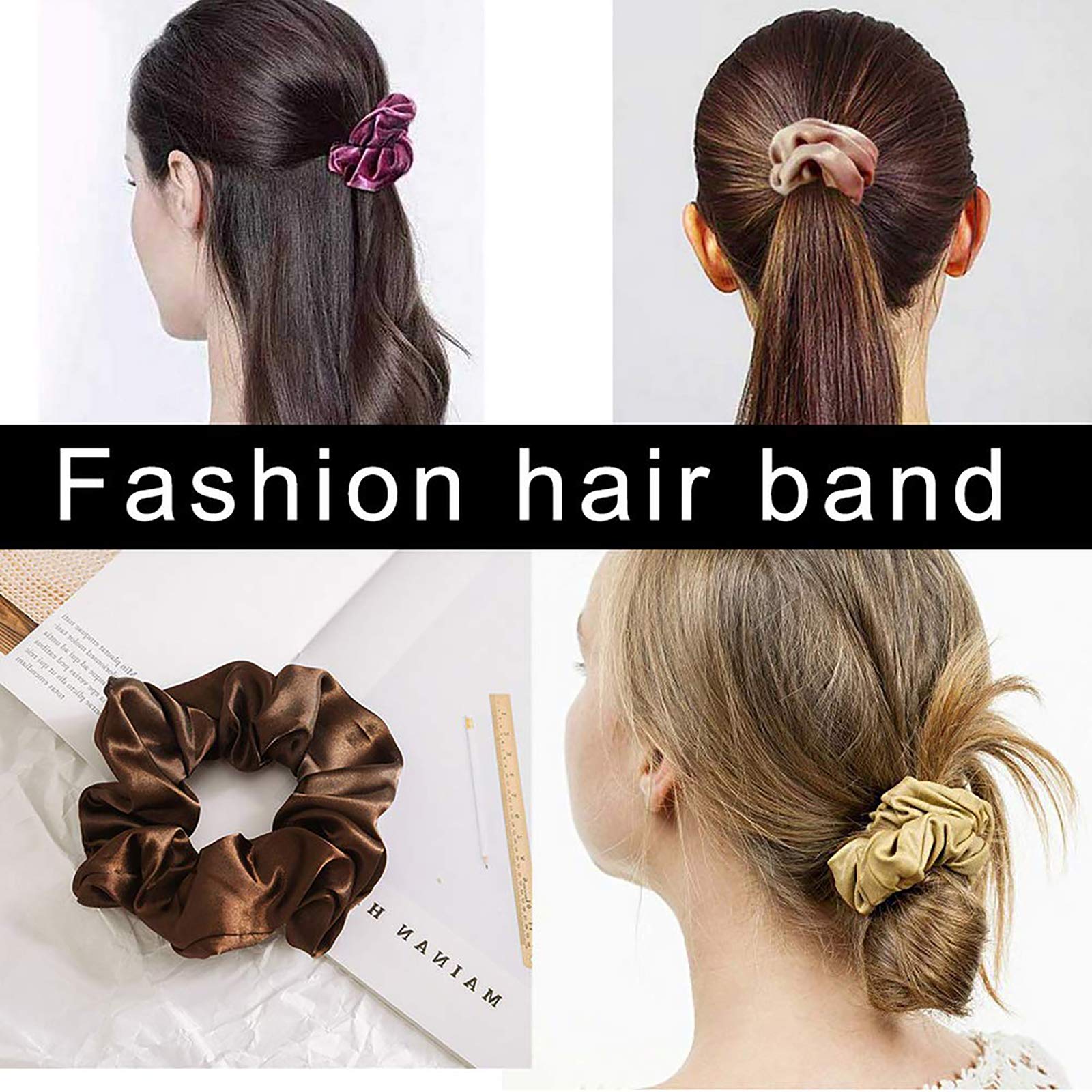 6 szt. Gumki do włosów Satynowe elastyczne miękkie krawaty Scrunchy Bands Girls Ladies
