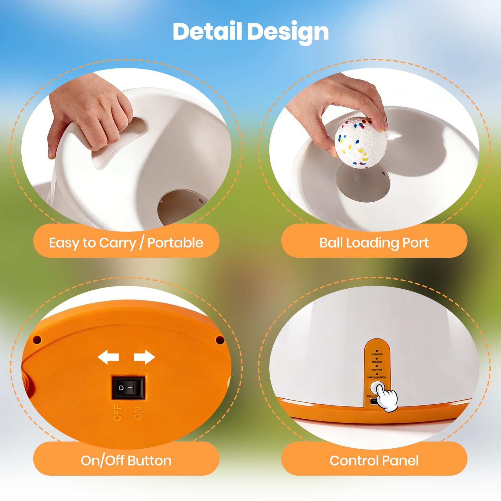 Lanceur balles automatique pour chien, Machine à lancer des balles avec 6 balles de tennis en E-TPU et 3 réglages de distance Jouet interactif pour chien (Distance de lancement : 6 à 14 mètres)