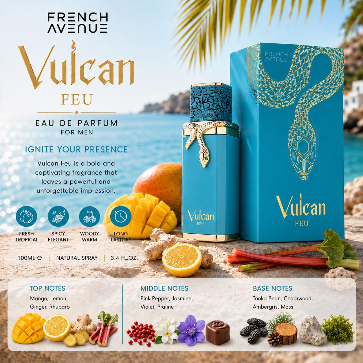 Amazon.com : French Avenue Vulcan Feu EDP 100ml : Beauty