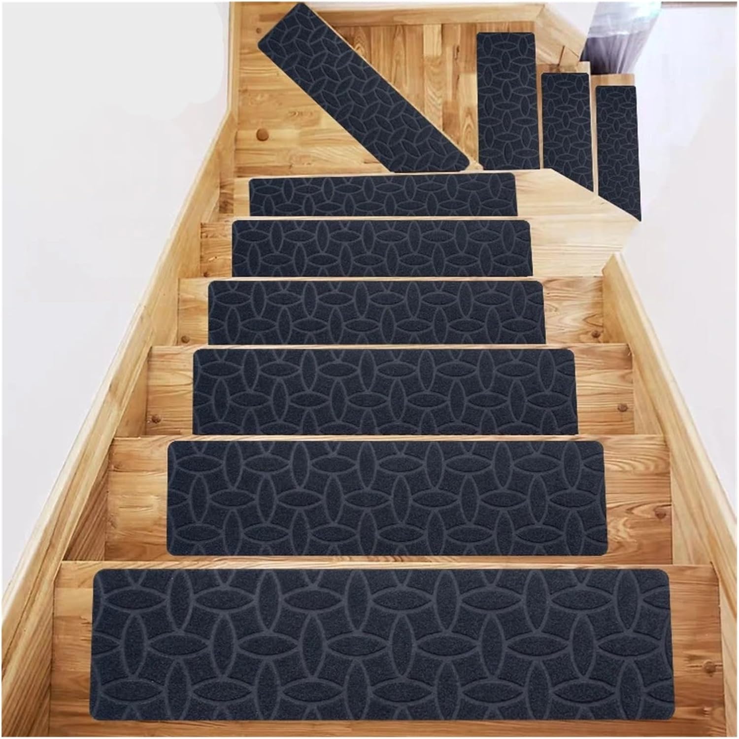 Stair Treads Slip Carpet 8pcs 76x20.3cm Household Soft Self-Adhesive Stair Tread Mat Carpet Protector Non-Slip Multiple Patterns Absorbent(Coffee-8PCS)