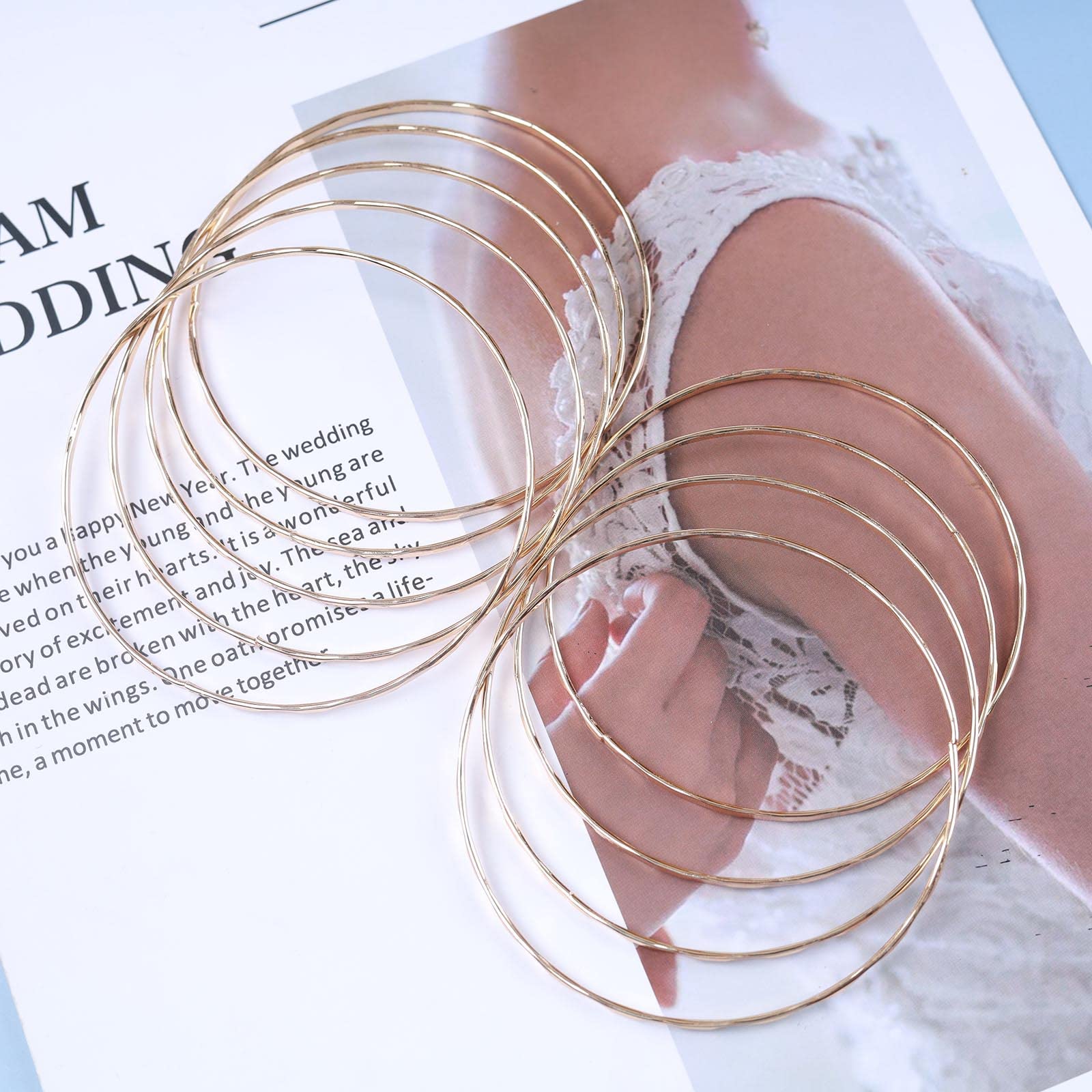 WOWORAMA Set Di 2 Braccialetti Rigidi Grossi Dorati – Design A Onde, Aperti E Incernierati, Gioielli Impilabili Alla Moda Per Donna