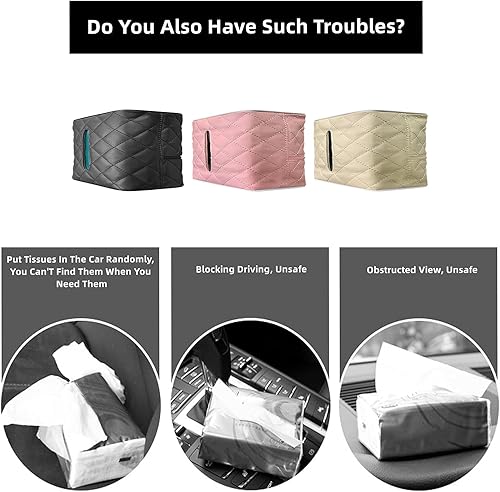 Miniatura 2 de HABONG Caja de pañuelos para automóvil, caja de pañuelos para visera solar, caja de pañuelos para visera de automóvil, caja de pañuelos de cuero