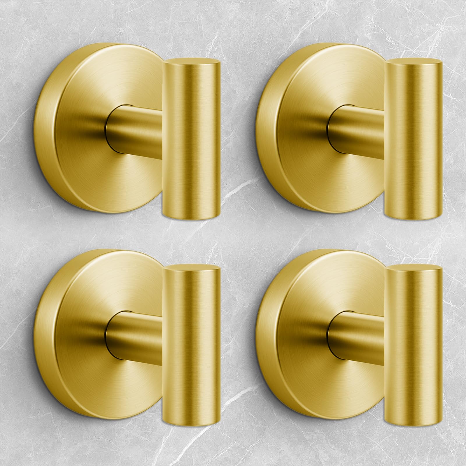 Shower Hooks for Inside Shower,No-Drill Removable&amp;Reusable Towel Hooks for Bathroom,Heavy Duty Suction Cup Hooks for Glass Window,4 Packs(Gold)