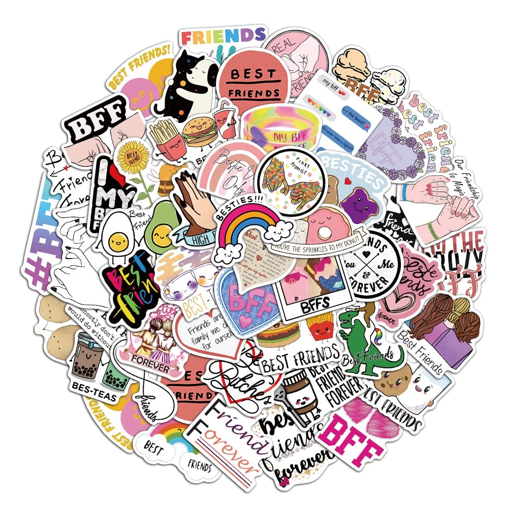 Best Friendship Forever Stickers of 50 Vinyl Merchandise Friends Love Laptop Stickers for Laptops, Computers, Hydro Flasks, Skateboard and Travel Case