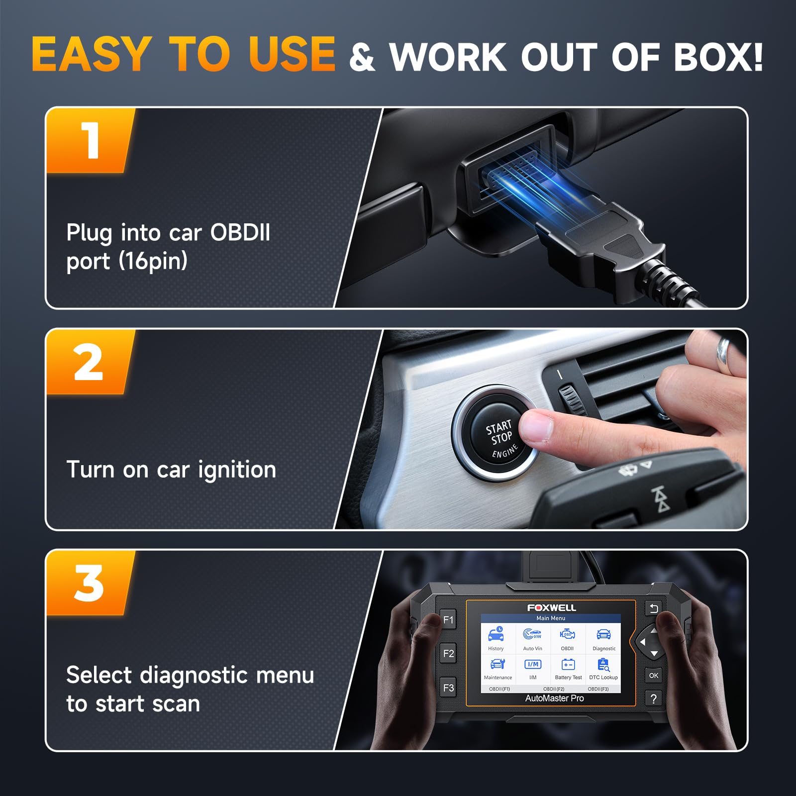 FOXWELL Escáner OBD2 NT624 Elite - Herramienta de diagnóstico para todos los sistemas, lector de código automotriz con reinicio de aceite y servicio EPB para comprobar la transmisión del motor, ABS