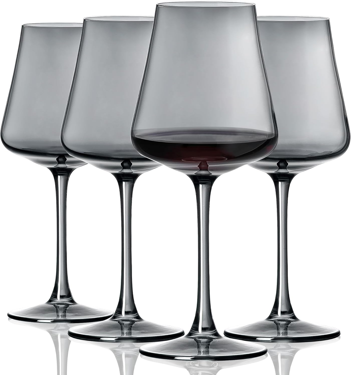 PTSTING Wine Glasses Set of 4 Gray Wine Glass 14oz Glassware for Tasting,Wedding,Anniversary,Christmas, Birthday