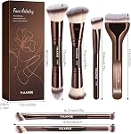 MAANGE 6 PCS Makeup Brushes Set Double Sided Makeup Brushes for Foundation Concealer Blush Eyeshadow Powder Blending Eyebrow Make Up Brushes (Coffee Brown)