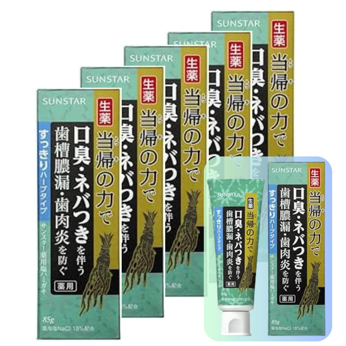 Amazon | サンスター 当帰の力 薬用塩ハミガキ 5本セット すっきり 