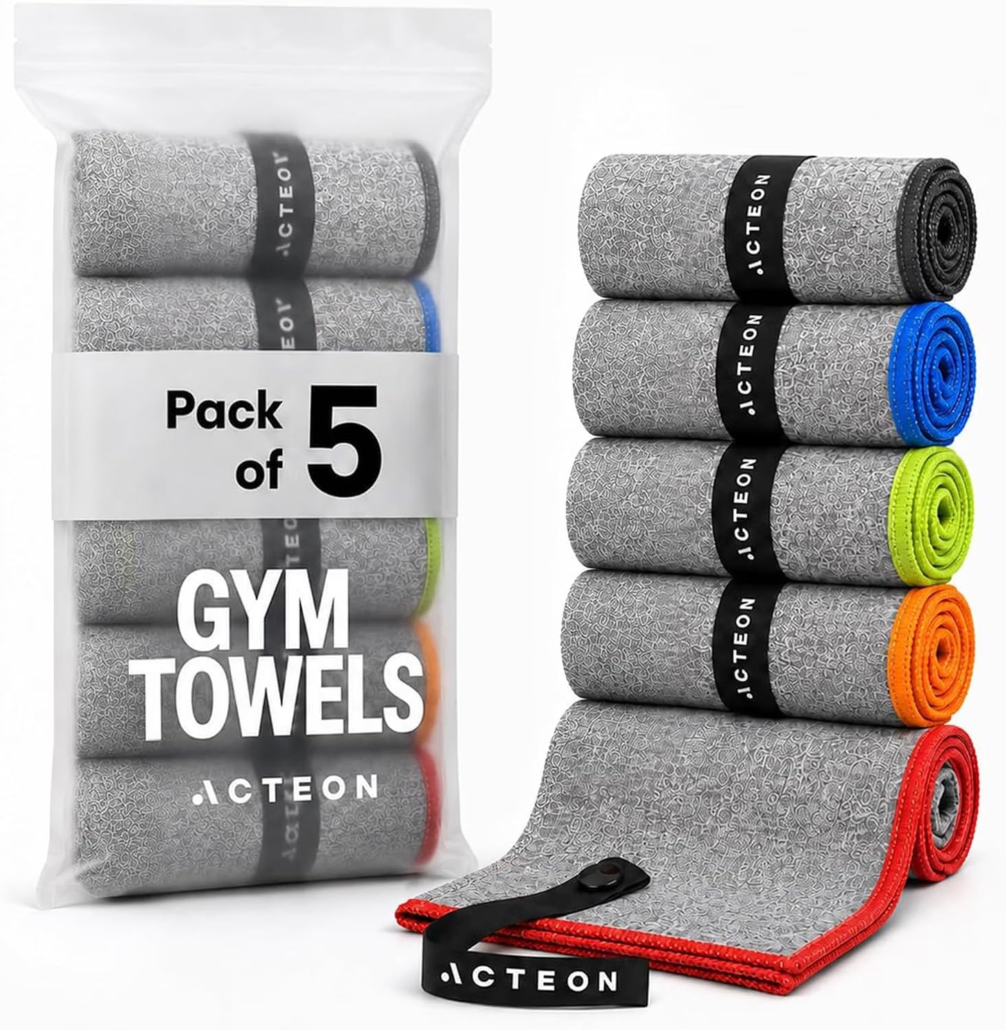 Acteon Gym Towels 5 Pack, Microf
