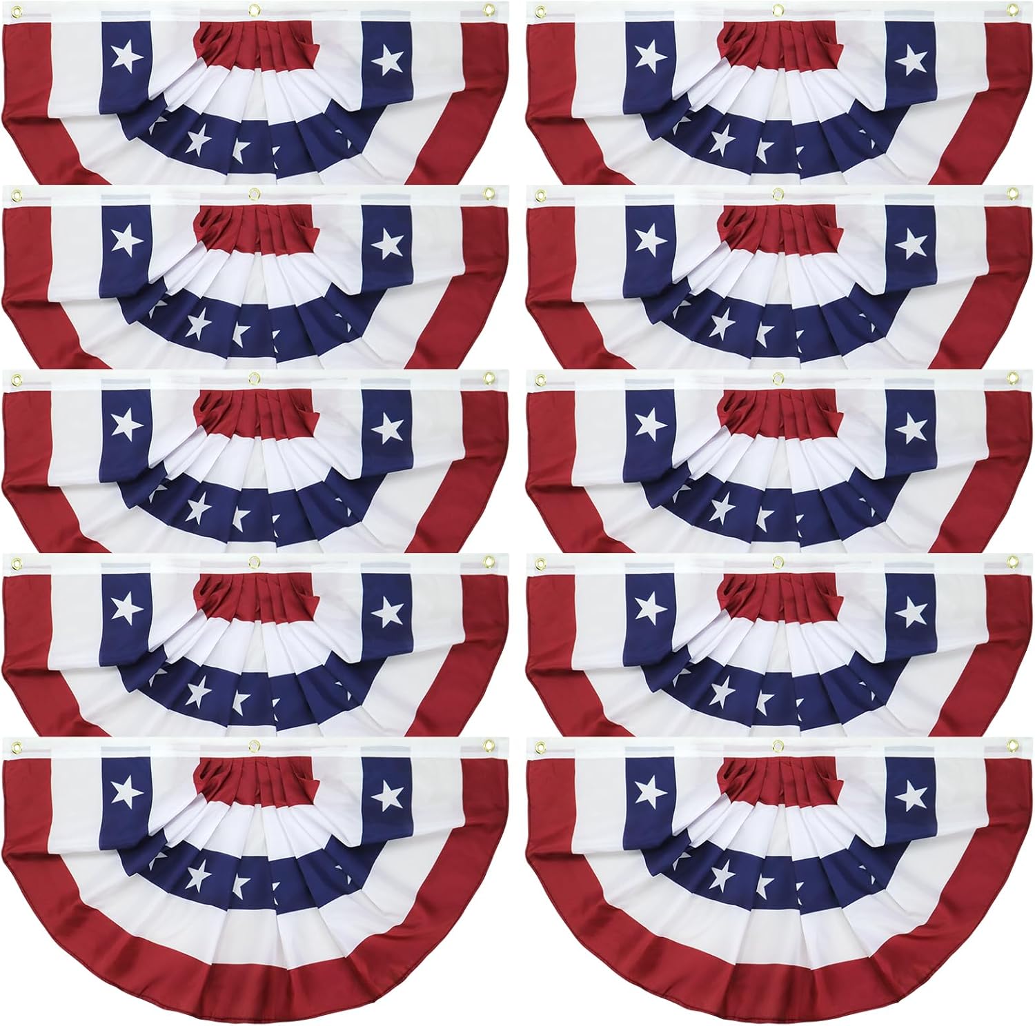 American Pleated Fan Flag, 3 X 1.5 Ft USA Patriotic Flag Bunting Half Fan Banner 4th of july decorations Indoor/Outdoor (red-10pcs)