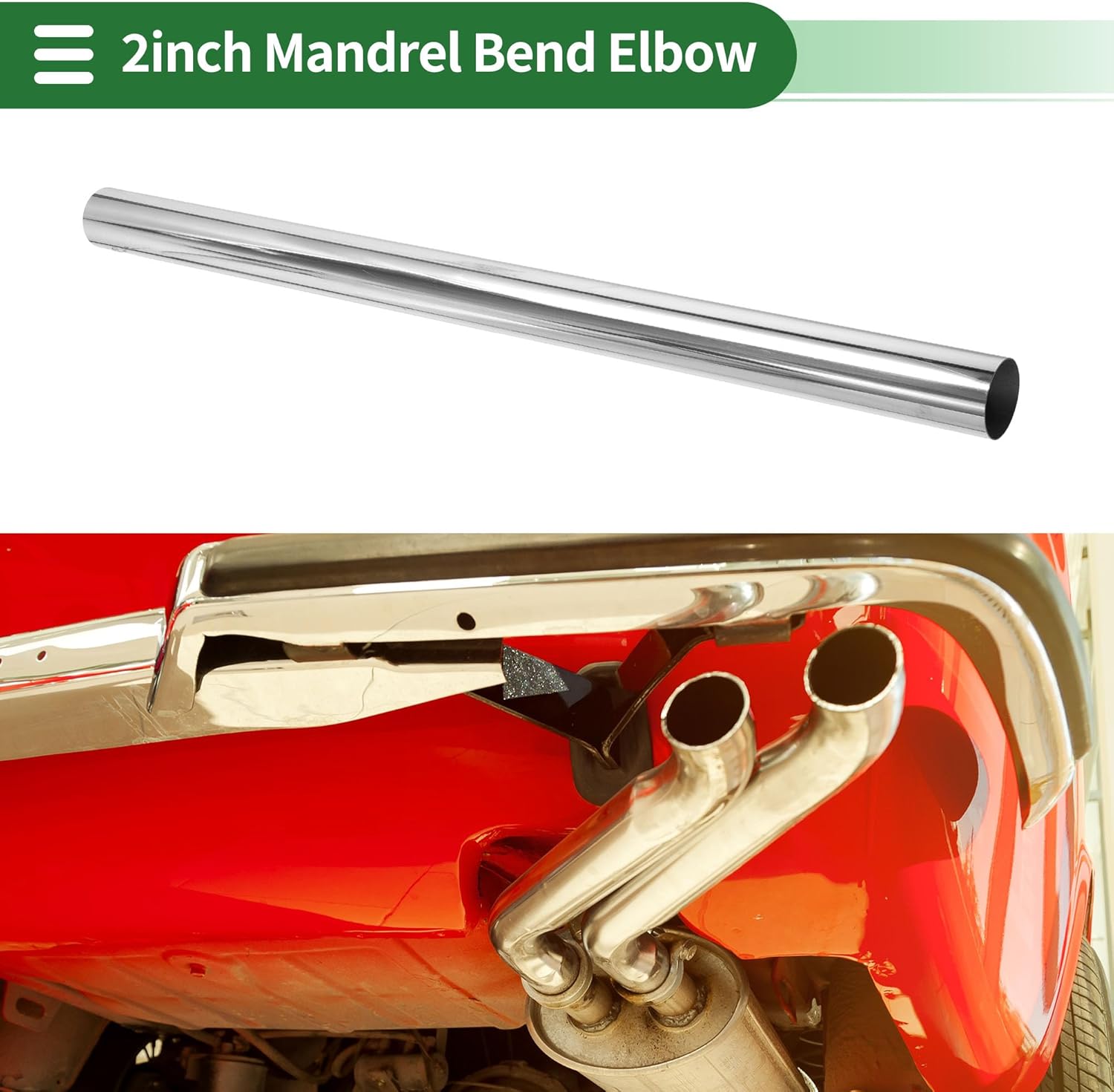 Motoforti Straight Exhaust Pipe Tube Car Exhaust Pipe Mandrel Bend DIY Custom Tubing Pipe 51mm/2" OD 889mm/35" End Length T304 Stainless Steel Silver Tone
