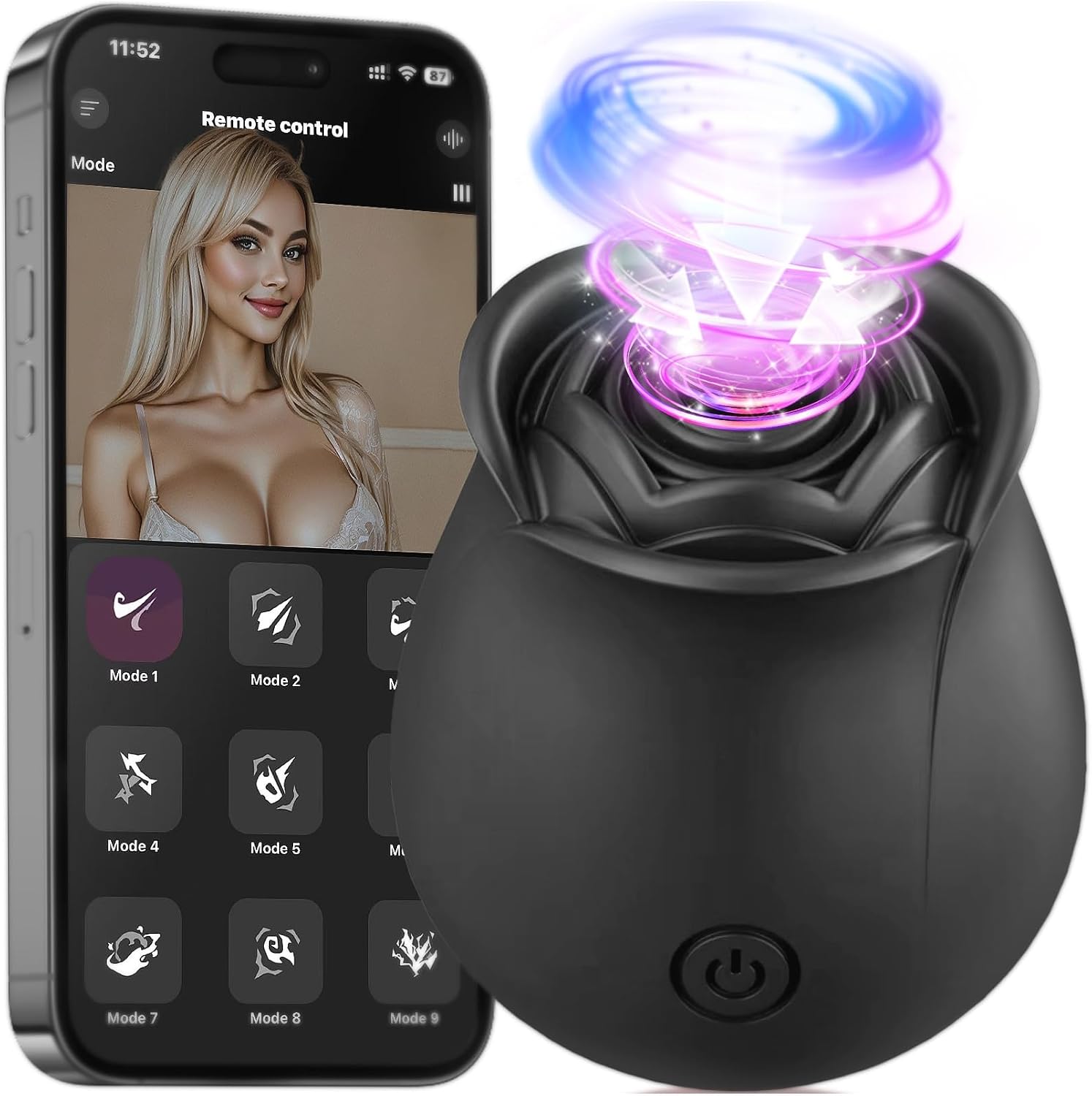 App Controlled Rose Toy Clitoral Stimulator, Suction & Vibration Bluetooth Vibrator, Rechargeable Silicone Personal Massager for Women, Magnetic Charging, Storage Pouch Included