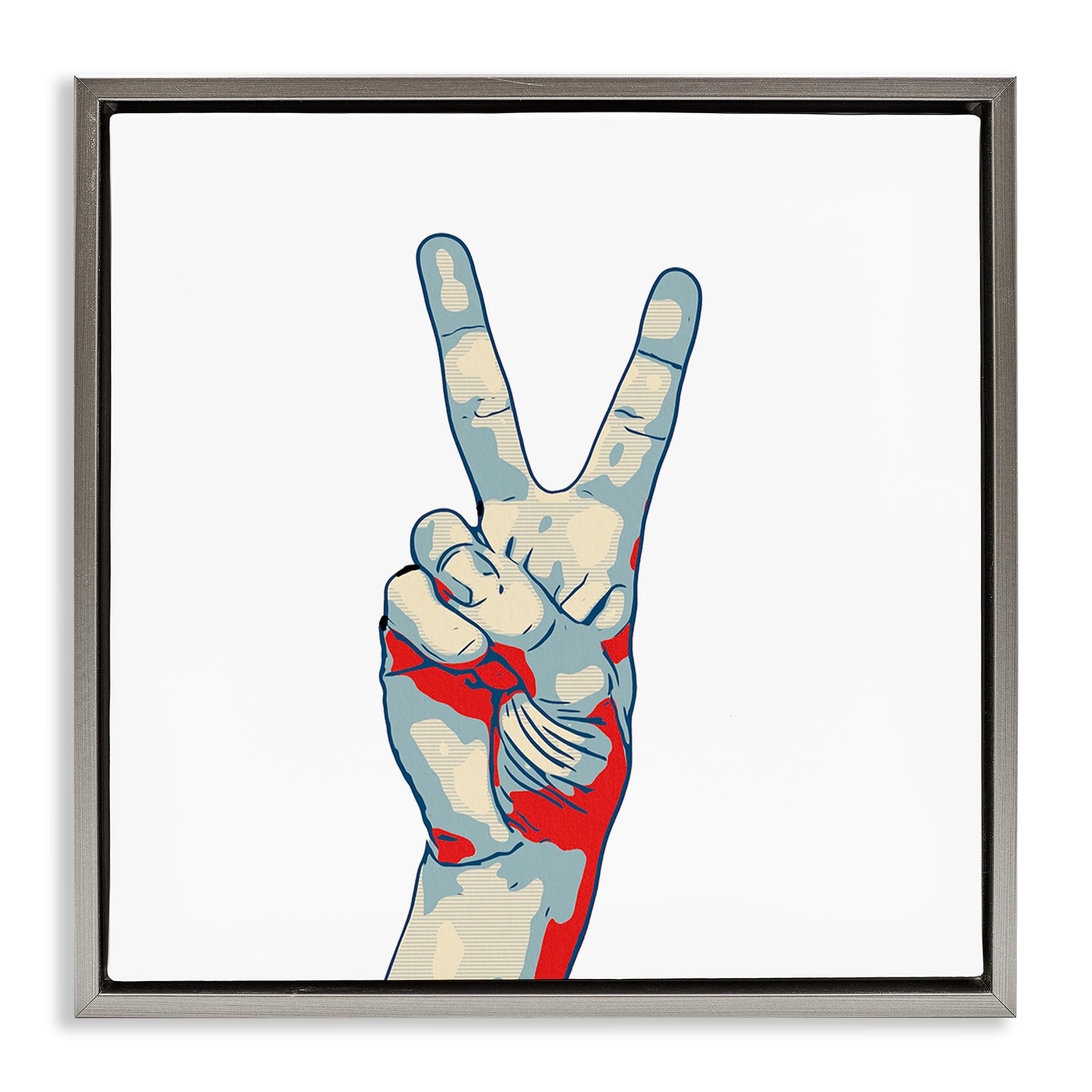 'Pop Style Peace Gesture'| Floating Frame Canvas Art