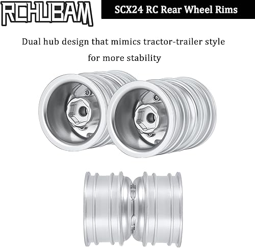 Miniatura 4 de RCHUBAM Llantas de rueda trasera RC con eje de transmisión CVD para 124 Axial SCX24 Deadbolt Bronco C10 RC Crawler Car