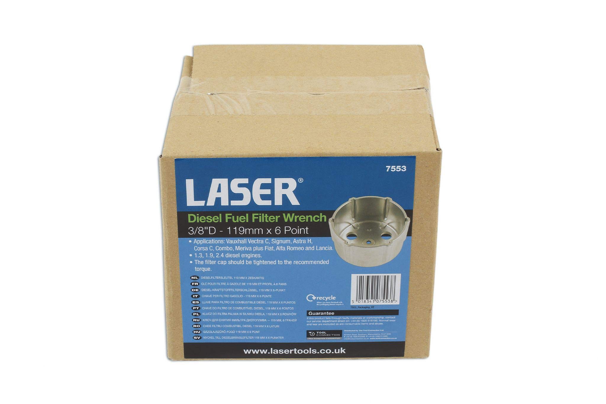 Laser Tools 7553 - Llave para Filtro de Combustible diésel (119 mm x 6 Puntos)