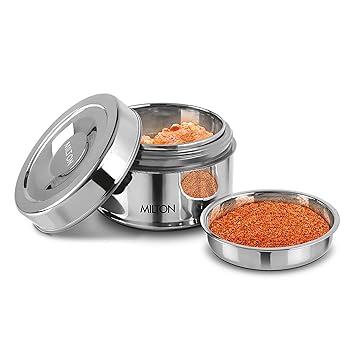 Milton Steel Snack Stainless Steel Tiffin, 700 ml, Steel Plain