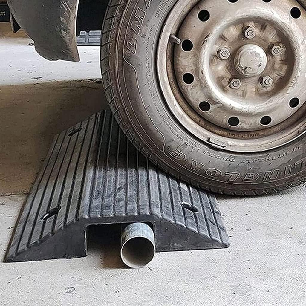 Rubber Threshold Door Step Ramp for Wheelchairs, 8-10cm Rise Doorway Mobility Entry Easy Curb Ramps with Drainage Slots, Portable and Heavy Duty